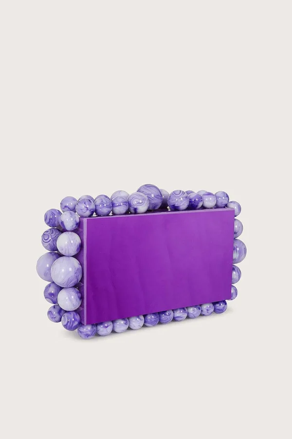 Lavish Alice Tia Marbled Faux Pearl Box Clutch Bag In Purple Sale