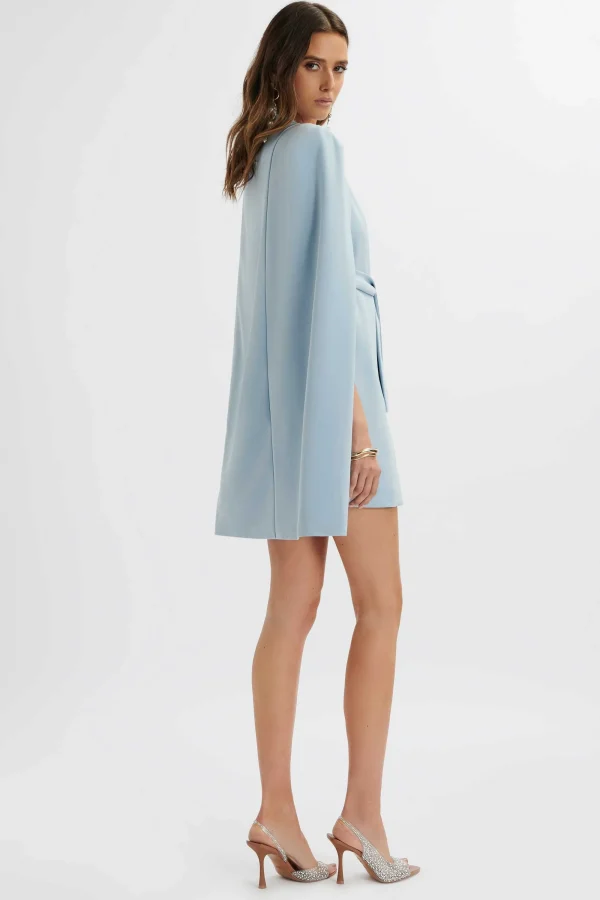 Lavish Alice Tiffany Belted Cape Blazer Mini Dress In Blue Fashion