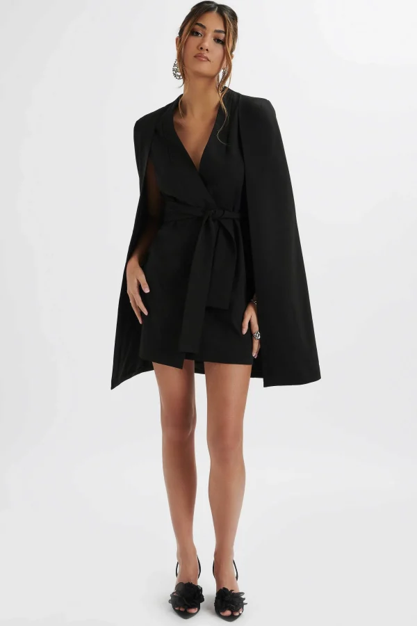 Lavish Alice Tiffany Belted Cape Blazer Mini Dress In Black Fashion