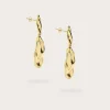 Lavish Alice Yasmin Hammered Effect Oval Drop Gold Earrings Discount