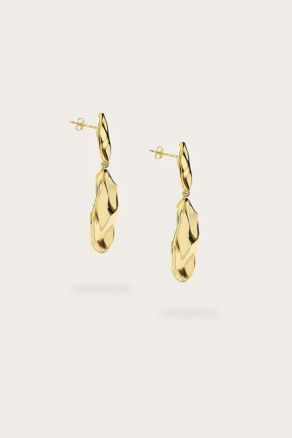 Lavish Alice Yasmin Hammered Effect Oval Drop Gold Earrings Discount