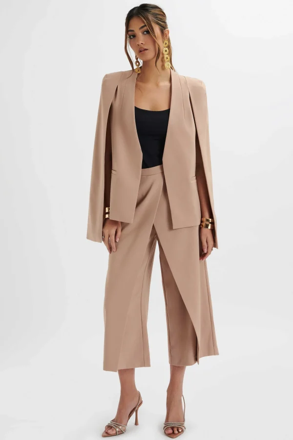 Lavish Alice Zendaya Classic Cape Blazer Jacket In Camel Cheap