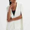 Lavish Alice Zendaya Classic Cape Blazer Jacket In White Flash Sale