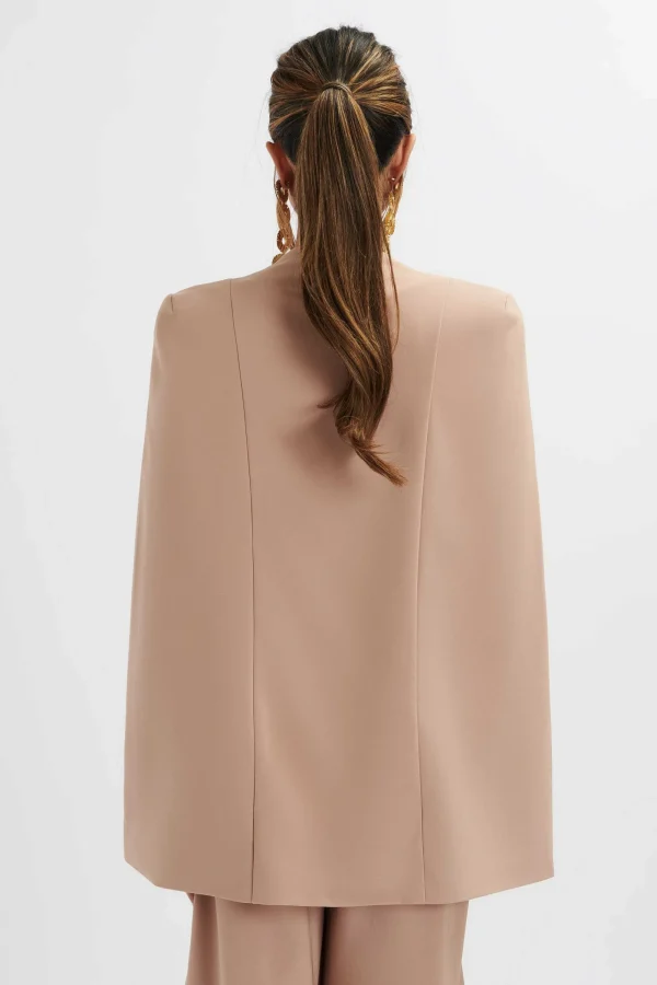 Lavish Alice Zendaya Classic Cape Blazer Jacket In Camel Cheap